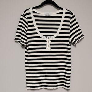 White Birch Black and White Striped Short Sleeve Tee